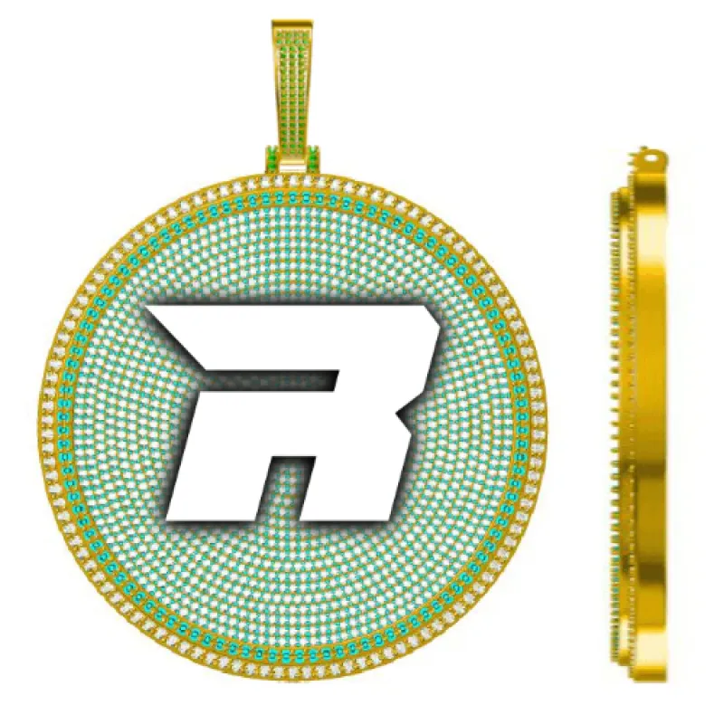 CUSTOM LETTER NECKLACE 3D BIG DISC sold by The GUU Shop