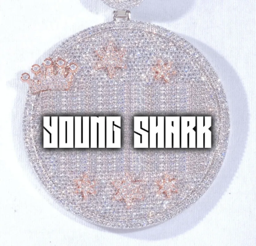 CUSTOM LETTER NECKLACE 3D BIG CROWN DISC sold by The GUU Shop