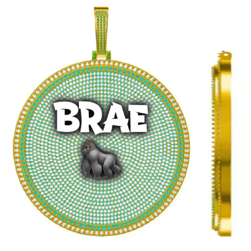 CUSTOM LETTER NECKLACE 3D BIG DISC sold by The GUU Shop