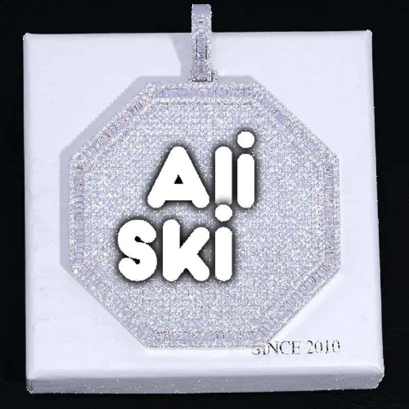 CUSTOM LETTER NECKLACE 3D BIG OCTAGON sold by The GUU Shop