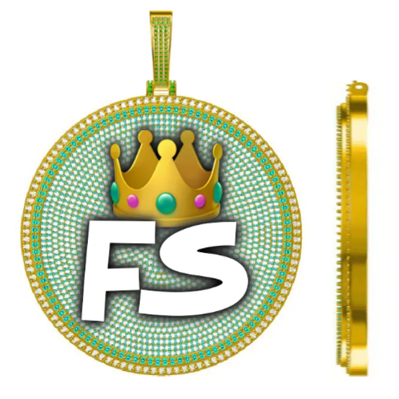 CUSTOM LETTER NECKLACE 3D BIG DISC sold by The GUU Shop