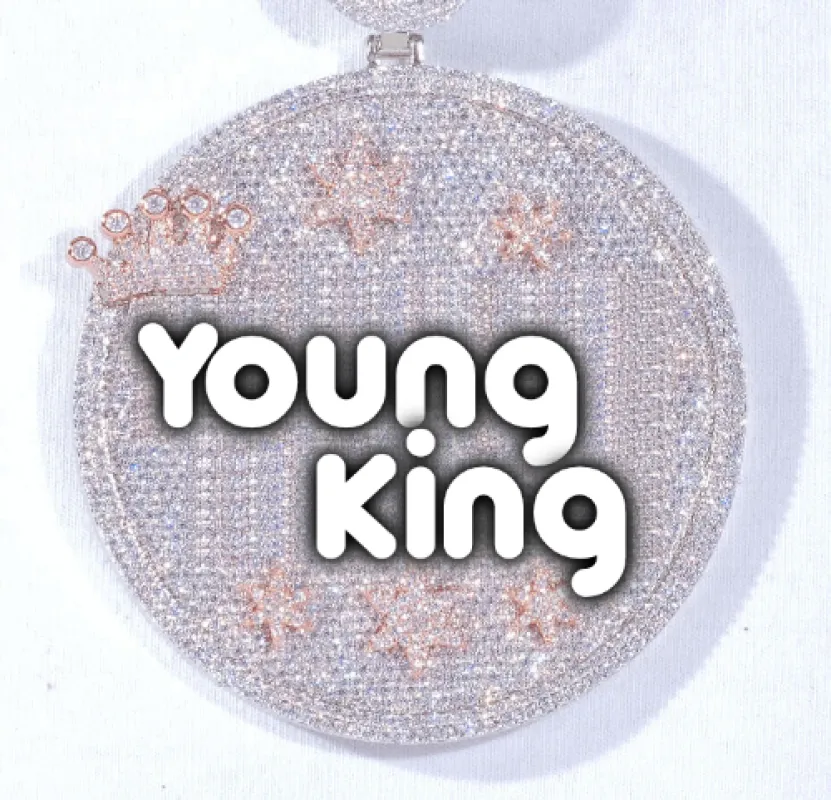 CUSTOM LETTER NECKLACE 3D BIG CROWN DISC sold by The GUU Shop