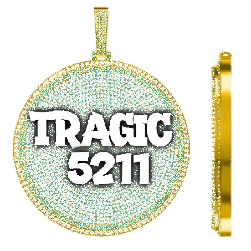 CUSTOM LETTER NECKLACE 3D BIG DISC sold by The GUU Shop