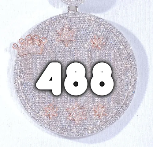 CUSTOM LETTER NECKLACE 3D BIG CROWN DISC sold by The GUU Shop