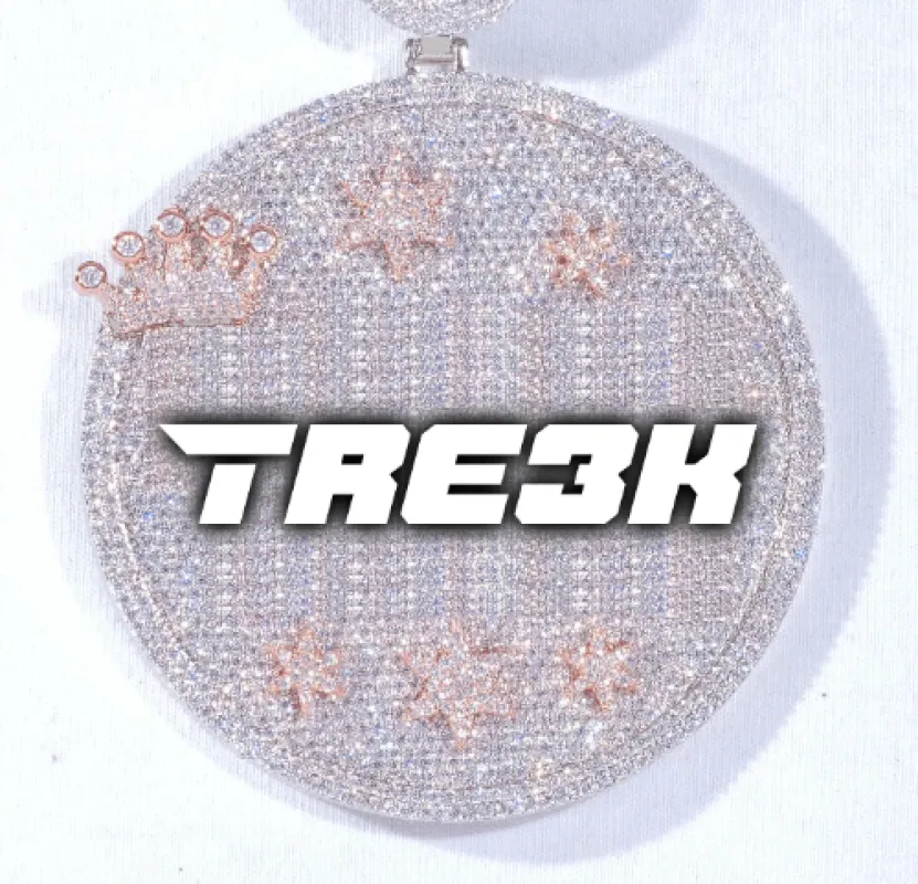 CUSTOM LETTER NECKLACE 3D BIG CROWN DISC sold by The GUU Shop