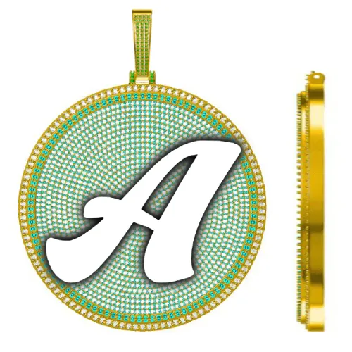 CUSTOM LETTER NECKLACE 3D BIG DISC sold by The GUU Shop