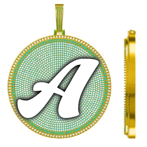 CUSTOM LETTER NECKLACE 3D BIG DISC sold by The GUU Shop