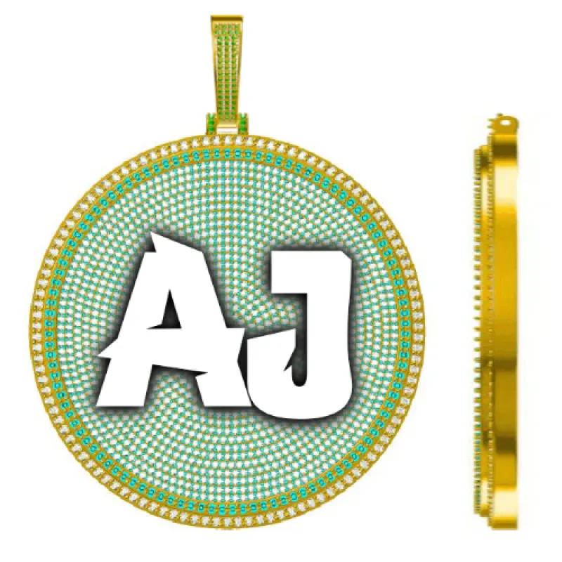 CUSTOM LETTER NECKLACE 3D BIG DISC sold by The GUU Shop