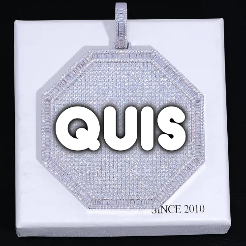 CUSTOM LETTER NECKLACE 3D BIG OCTAGON sold by The GUU Shop