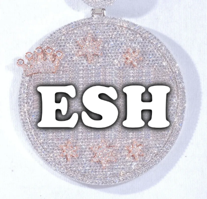 CUSTOM LETTER NECKLACE 3D BIG CROWN DISC sold by The GUU Shop