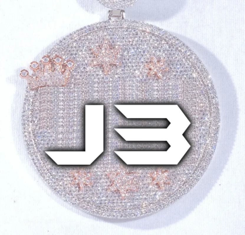 CUSTOM LETTER NECKLACE 3D BIG CROWN DISC sold by The GUU Shop
