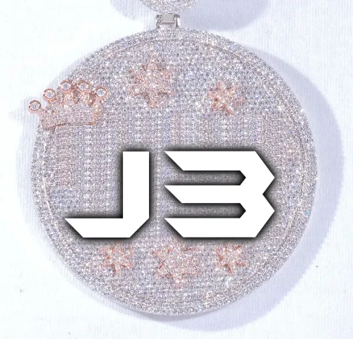 CUSTOM LETTER NECKLACE 3D BIG CROWN DISC sold by The GUU Shop