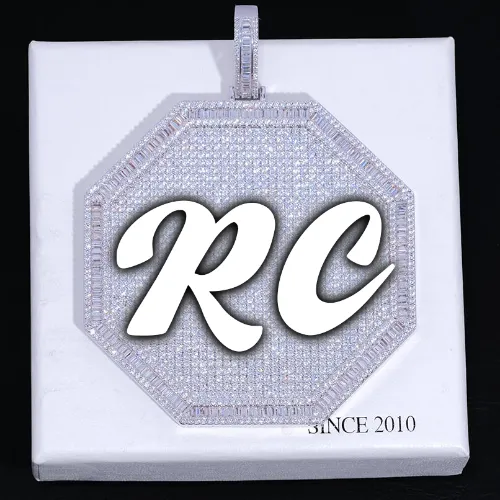 CUSTOM LETTER NECKLACE 3D BIG OCTAGON sold by The GUU Shop