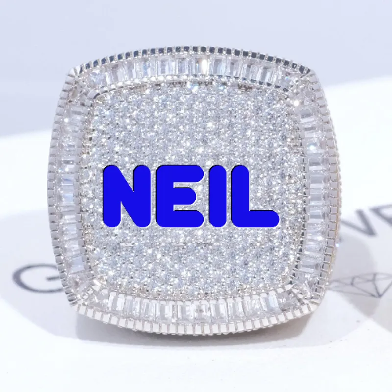 CUSTOM LETTER 3D ICED RING sold by The GUU Shop