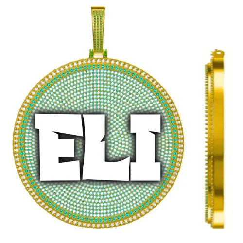 CUSTOM LETTER NECKLACE 3D BIG DISC sold by The GUU Shop