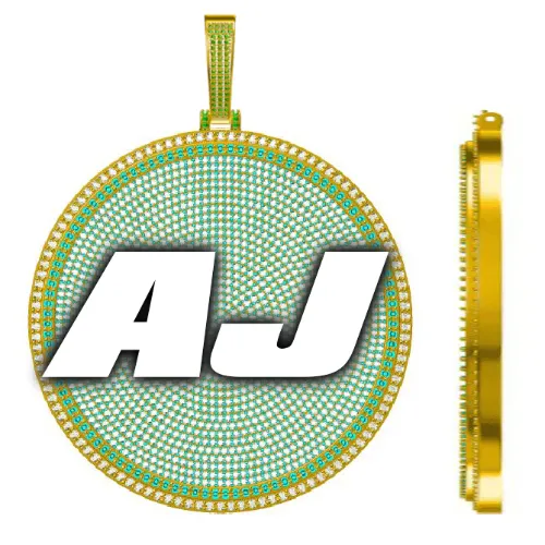 CUSTOM LETTER NECKLACE 3D BIG DISC sold by The GUU Shop