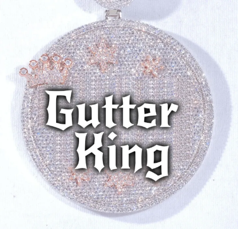 CUSTOM LETTER NECKLACE 3D BIG CROWN DISC sold by The GUU Shop
