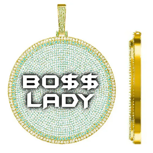 CUSTOM LETTER NECKLACE 3D BIG DISC sold by The GUU Shop