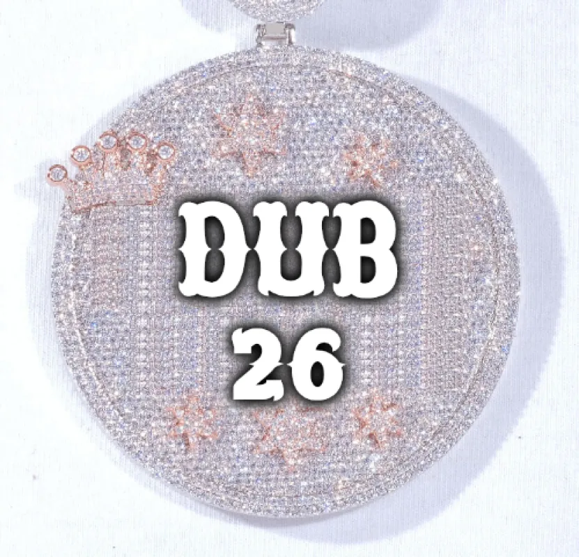 CUSTOM LETTER NECKLACE 3D BIG CROWN DISC sold by The GUU Shop