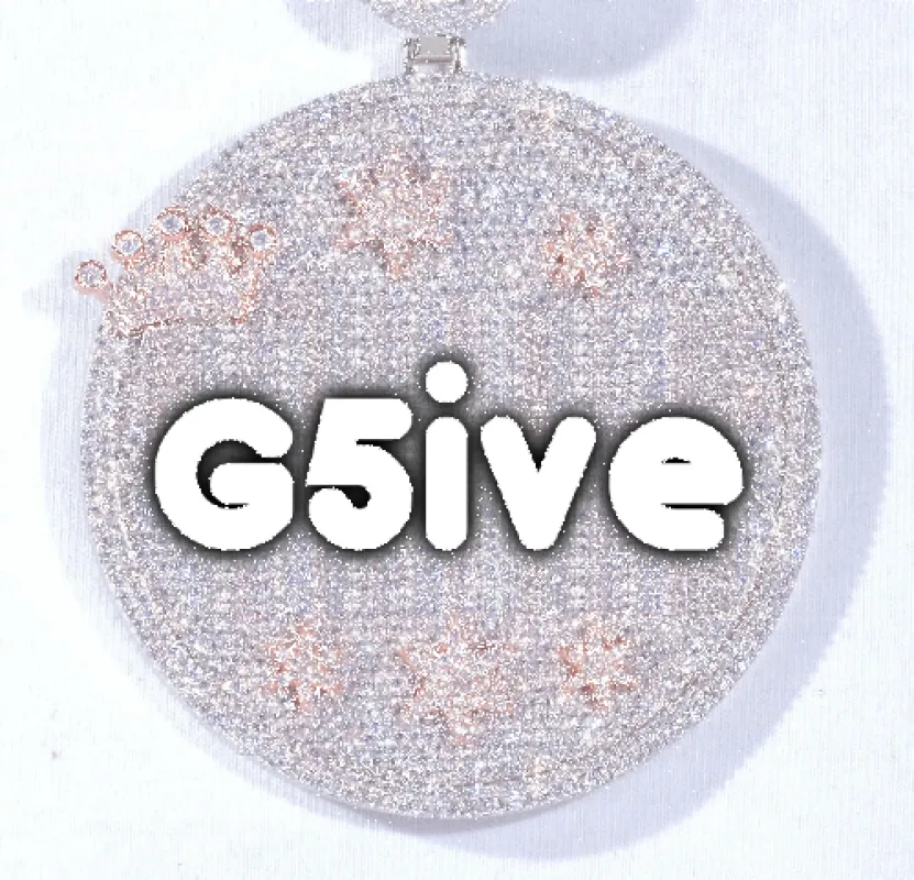 CUSTOM LETTER NECKLACE 3D BIG CROWN DISC sold by The GUU Shop