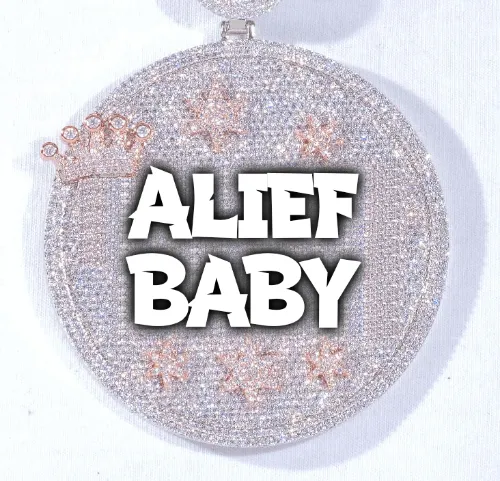 CUSTOM LETTER NECKLACE 3D BIG CROWN DISC sold by The GUU Shop