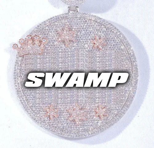 CUSTOM LETTER NECKLACE 3D BIG CROWN DISC sold by The GUU Shop