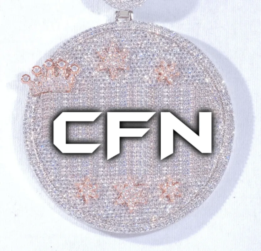 CUSTOM LETTER NECKLACE 3D BIG CROWN DISC sold by The GUU Shop