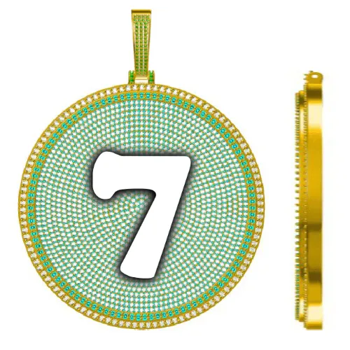 CUSTOM LETTER NECKLACE 3D BIG DISC sold by The GUU Shop