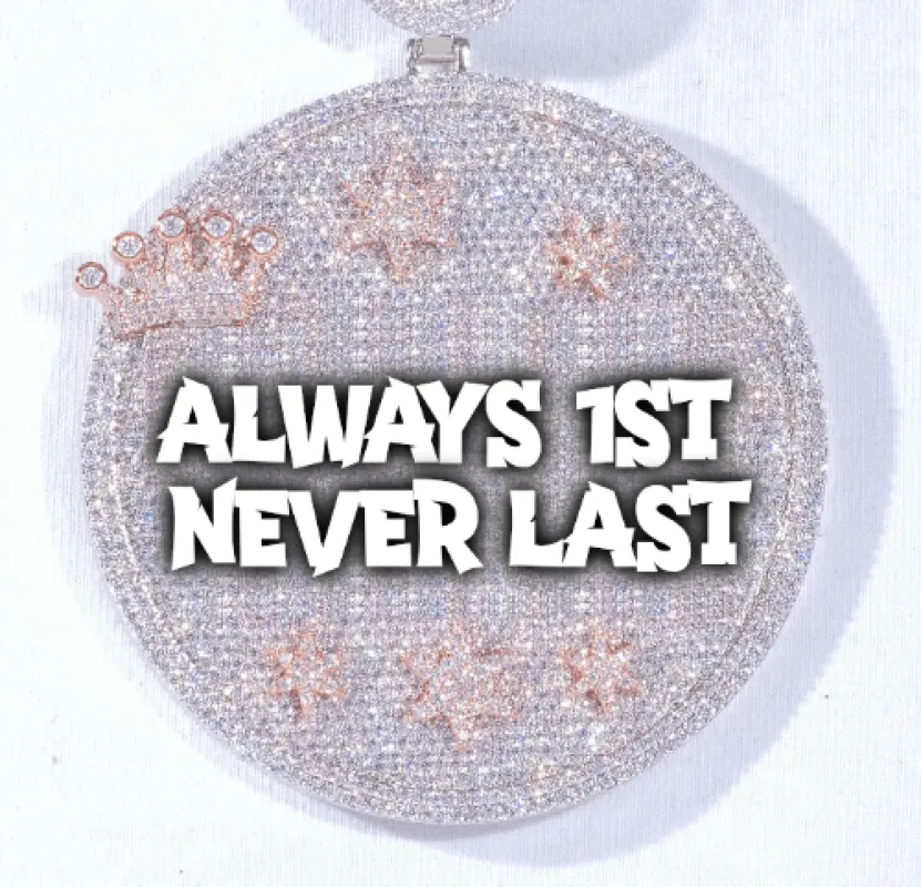 CUSTOM LETTER NECKLACE 3D BIG CROWN DISC sold by The GUU Shop