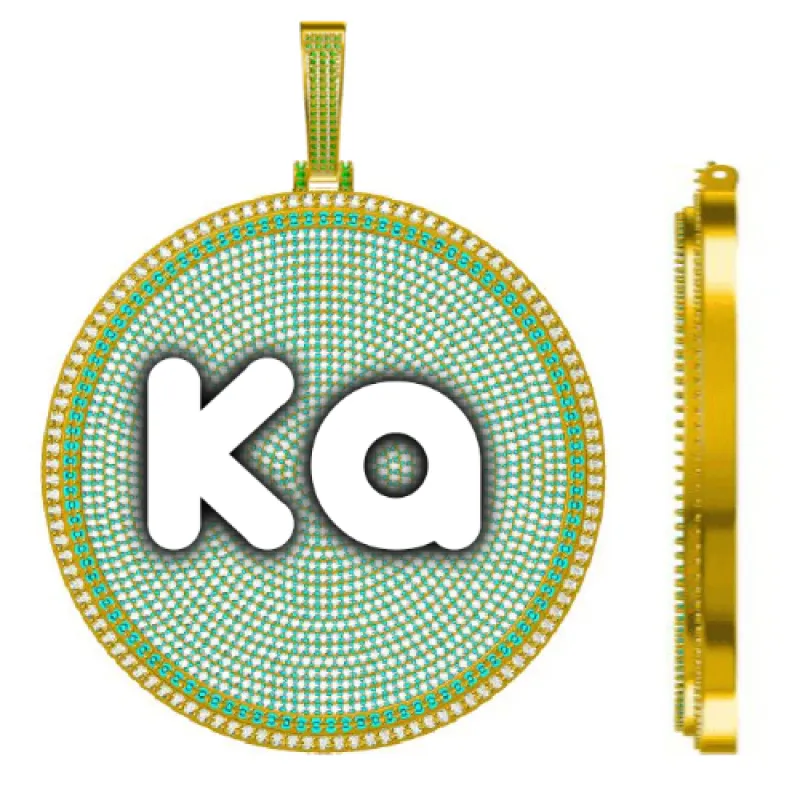 CUSTOM LETTER NECKLACE 3D BIG DISC sold by The GUU Shop