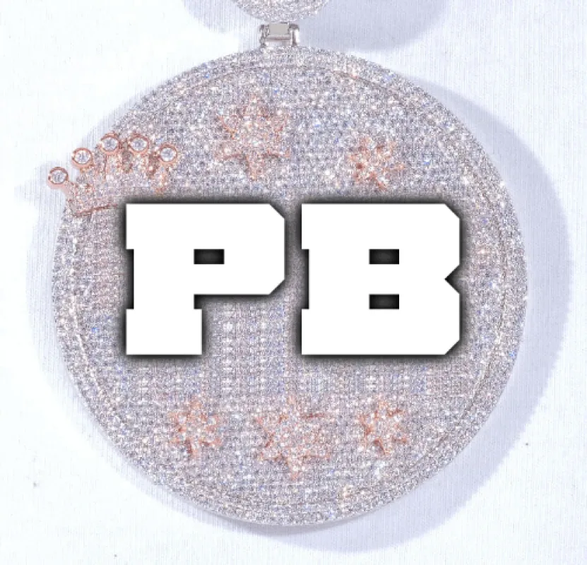 CUSTOM LETTER NECKLACE 3D BIG CROWN DISC sold by The GUU Shop