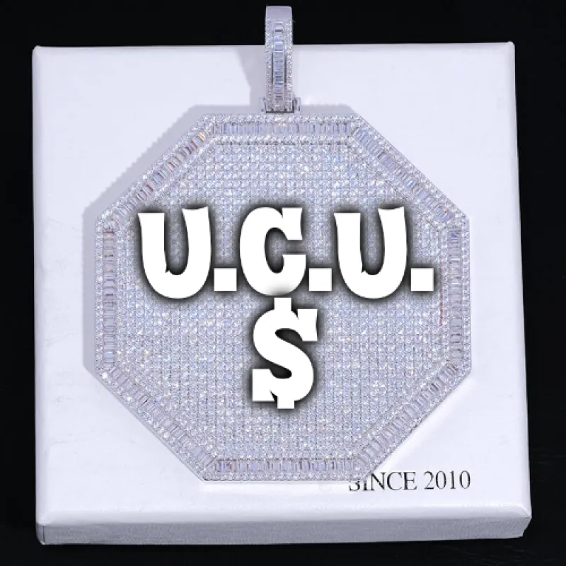 CUSTOM LETTER NECKLACE 3D BIG OCTAGON sold by The GUU Shop
