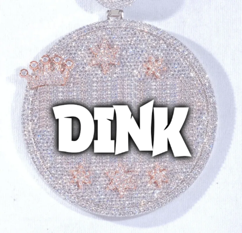 CUSTOM LETTER NECKLACE 3D BIG CROWN DISC sold by The GUU Shop