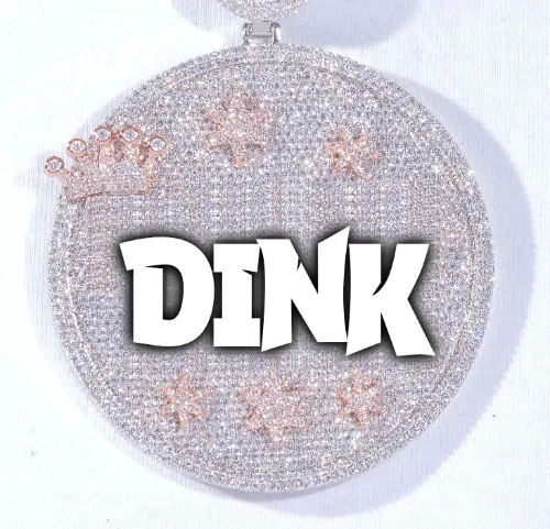 CUSTOM LETTER NECKLACE 3D BIG CROWN DISC sold by The GUU Shop