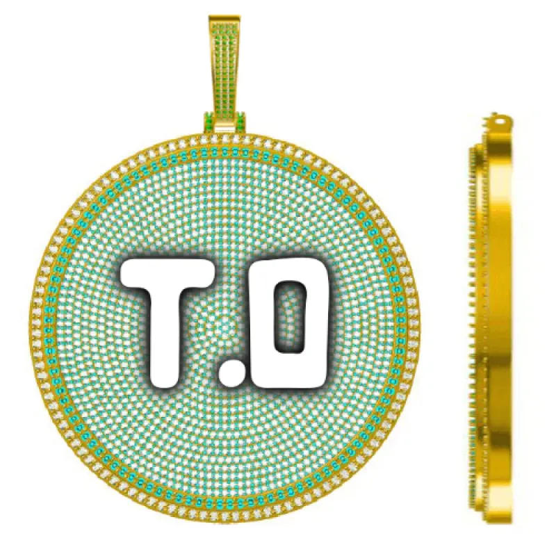 CUSTOM LETTER NECKLACE 3D BIG DISC sold by The GUU Shop