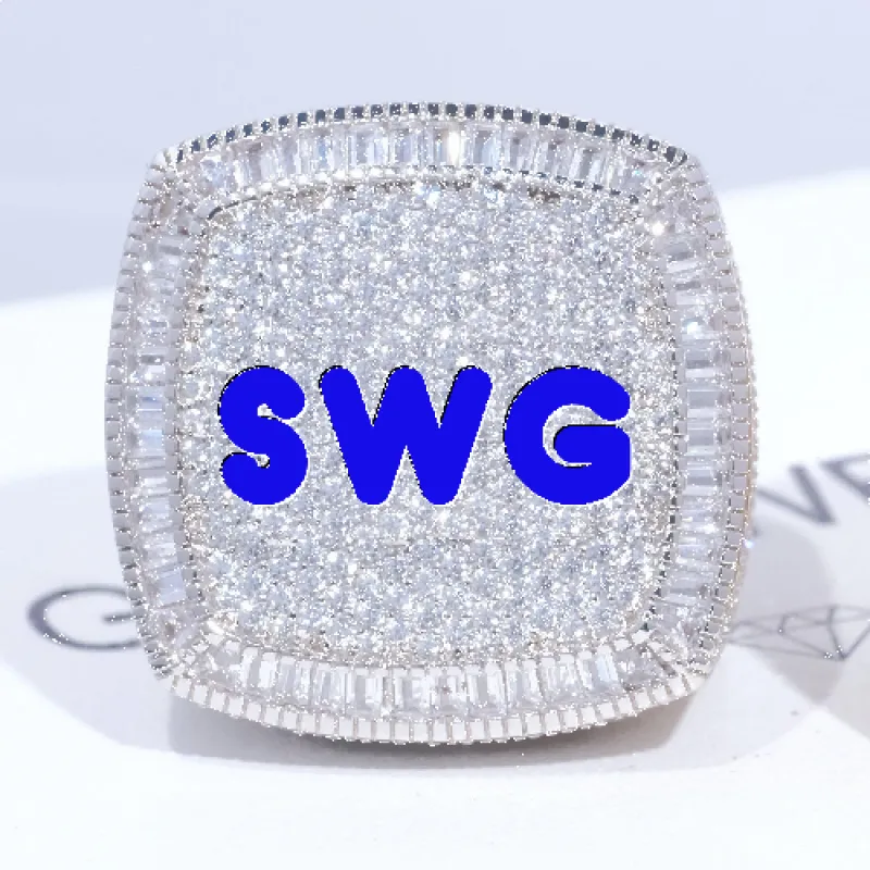 CUSTOM LETTER 3D ICED RING sold by The GUU Shop