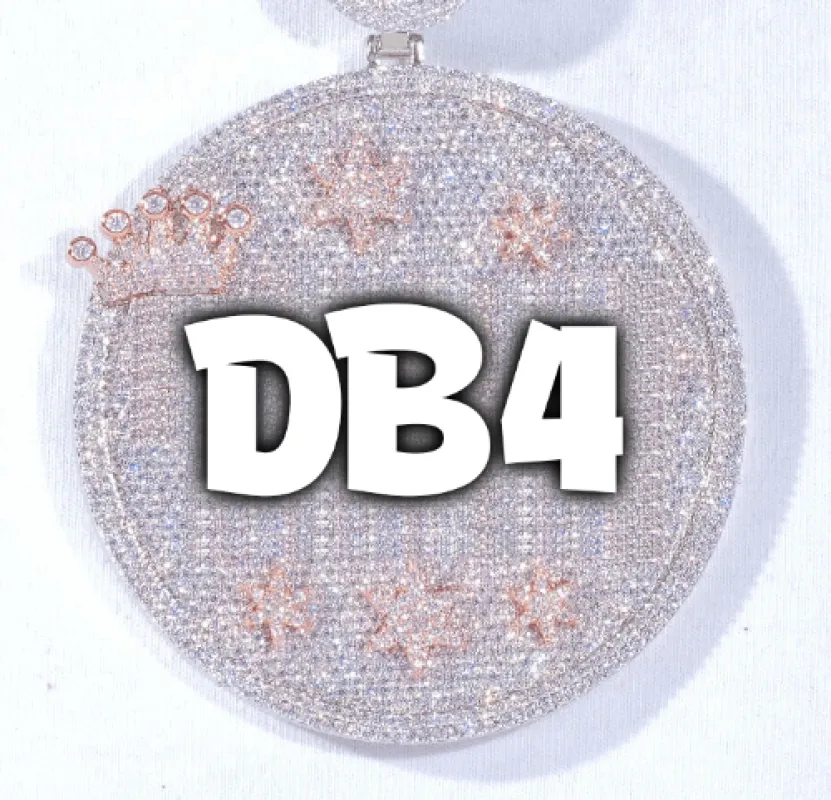 CUSTOM LETTER NECKLACE 3D BIG CROWN DISC sold by The GUU Shop