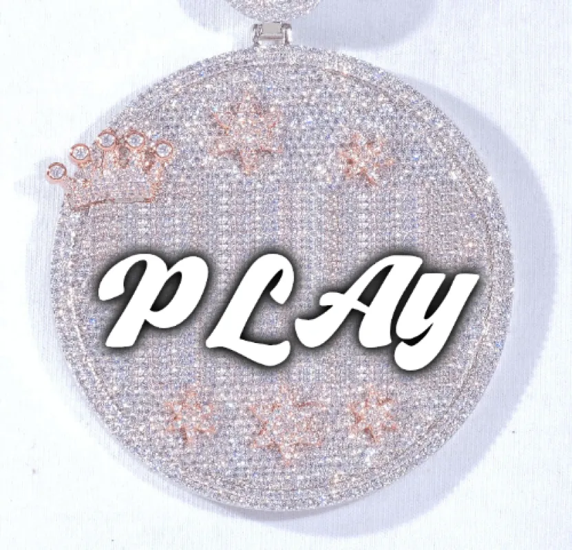 CUSTOM LETTER NECKLACE 3D BIG CROWN DISC sold by The GUU Shop