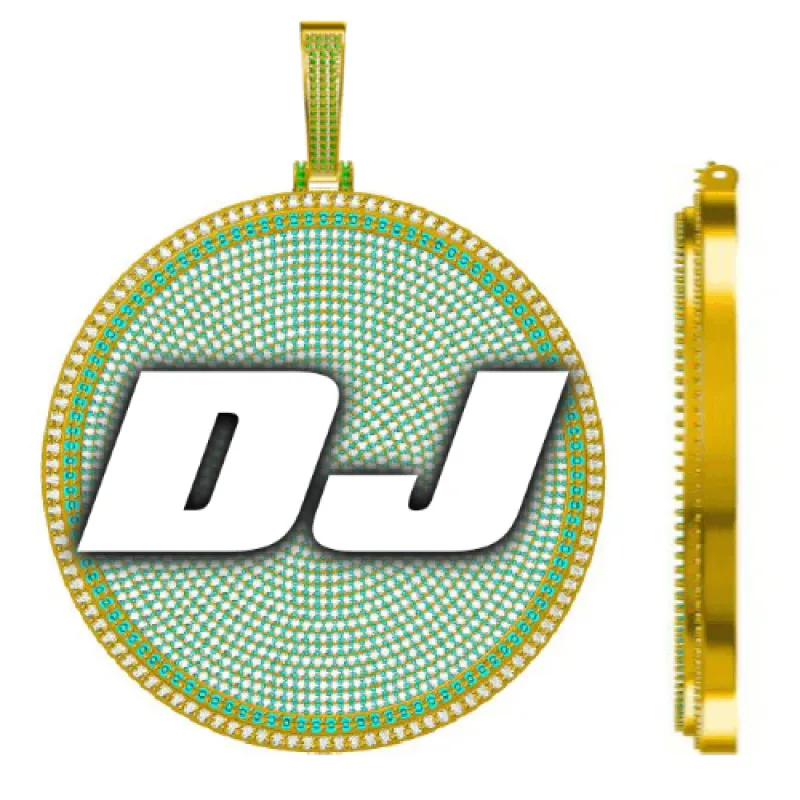 CUSTOM LETTER NECKLACE 3D BIG DISC sold by The GUU Shop