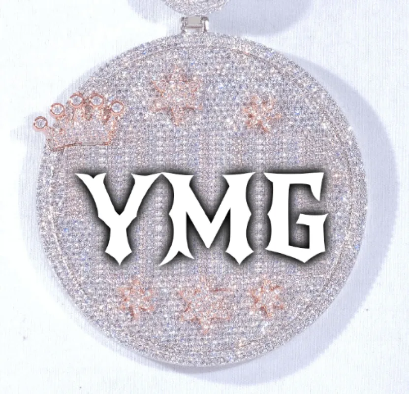 CUSTOM LETTER NECKLACE 3D BIG CROWN DISC sold by The GUU Shop