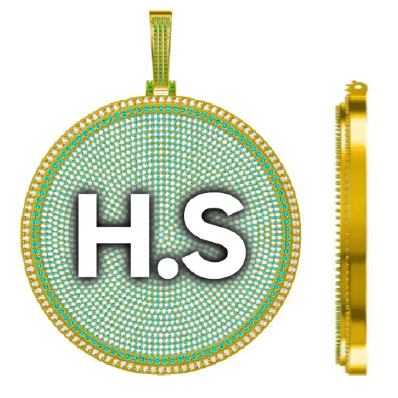 CUSTOM LETTER NECKLACE 3D BIG DISC sold by The GUU Shop