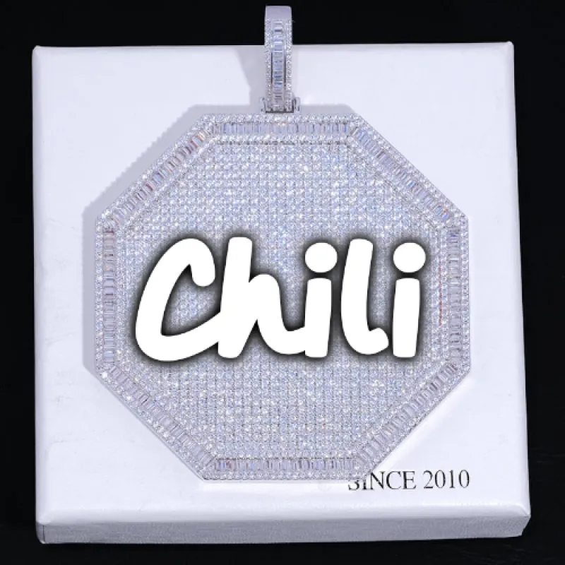 CUSTOM LETTER NECKLACE 3D BIG OCTAGON sold by The GUU Shop