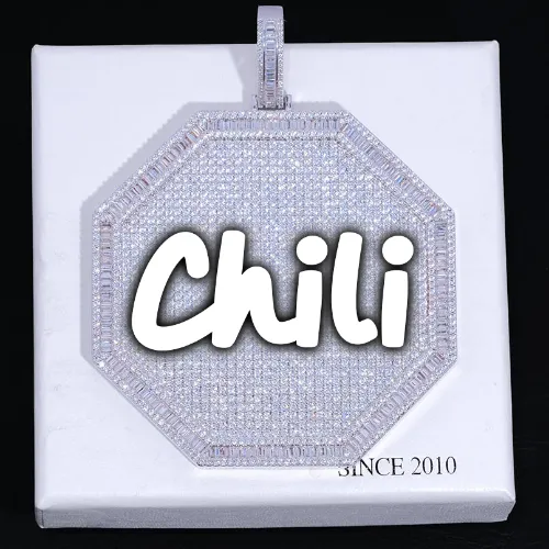 CUSTOM LETTER NECKLACE 3D BIG OCTAGON sold by The GUU Shop