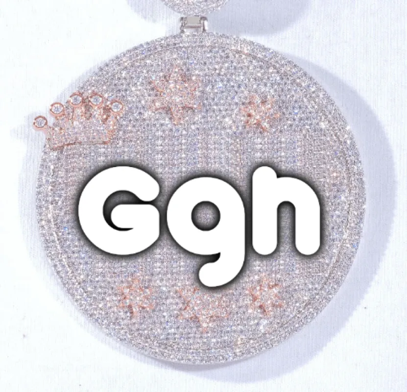 CUSTOM LETTER NECKLACE 3D BIG CROWN DISC sold by The GUU Shop