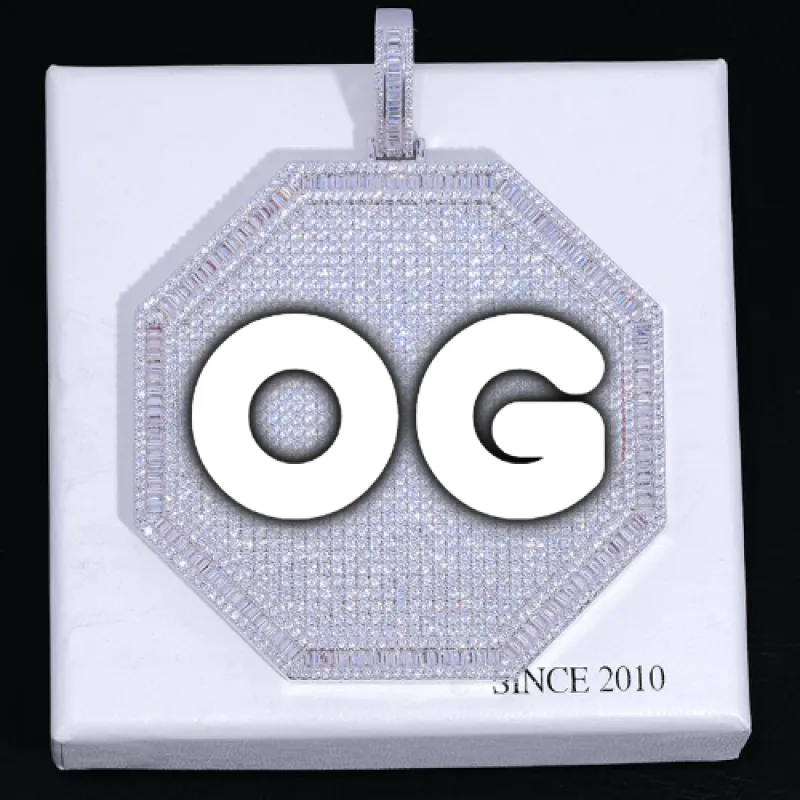 CUSTOM LETTER NECKLACE 3D BIG OCTAGON sold by The GUU Shop