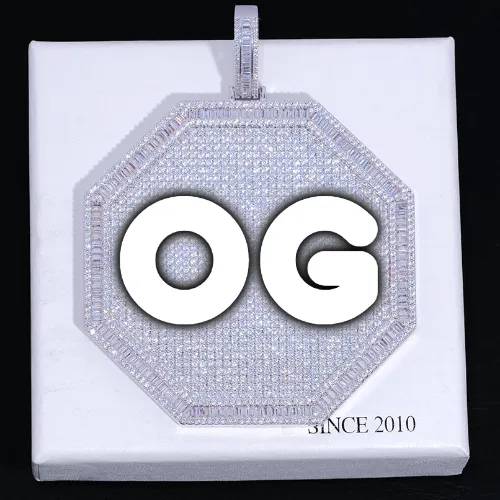 CUSTOM LETTER NECKLACE 3D BIG OCTAGON sold by The GUU Shop