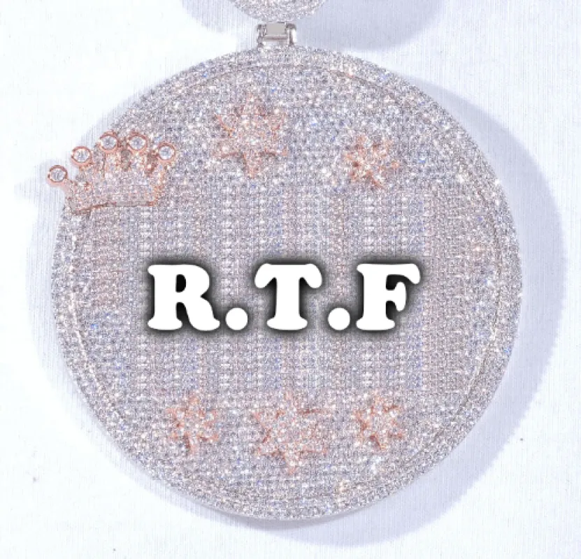 CUSTOM LETTER NECKLACE 3D BIG CROWN DISC sold by The GUU Shop