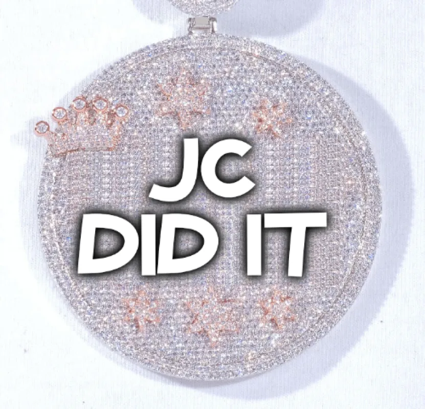 CUSTOM LETTER NECKLACE 3D BIG CROWN DISC sold by The GUU Shop