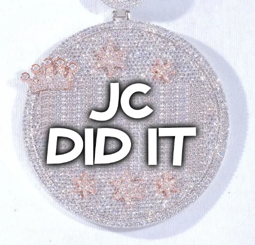 CUSTOM LETTER NECKLACE 3D BIG CROWN DISC sold by The GUU Shop