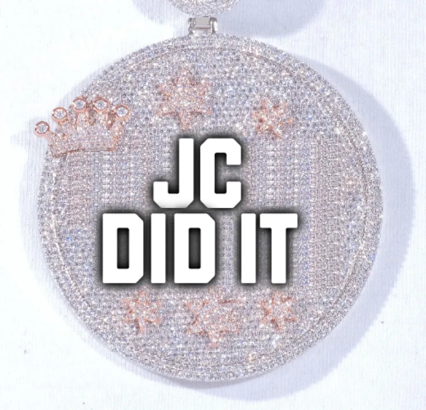 CUSTOM LETTER NECKLACE 3D BIG CROWN DISC sold by The GUU Shop